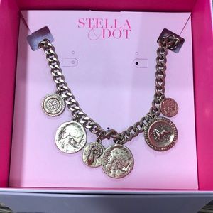 NIB Stella and Dot Heritage Coin Charm Necklace Gold